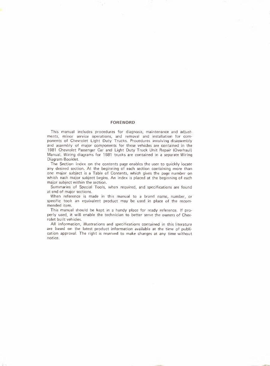 1981 Chevrolet Light Duty Truck 10 to 30 Service & Repair Manual preview img 2