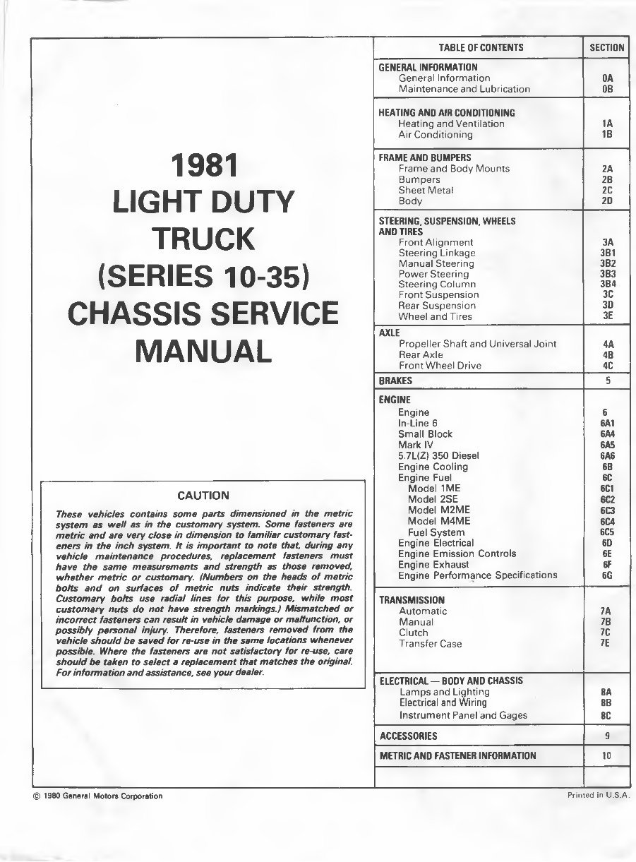 1981 Chevrolet Light Duty Truck 10 to 30 Service & Repair Manual preview img 4