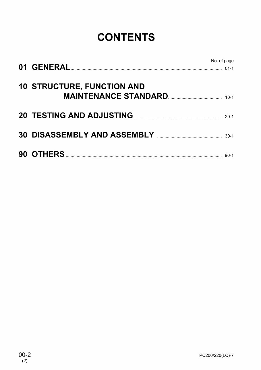 KOMATSU PC200-7, PC200LC-7, PC200-7B, PC200LC-7B, PC220-7, PC220LC-7 Hydraulic Excavator Service Repair Manual + Operation & MAI preview img 2