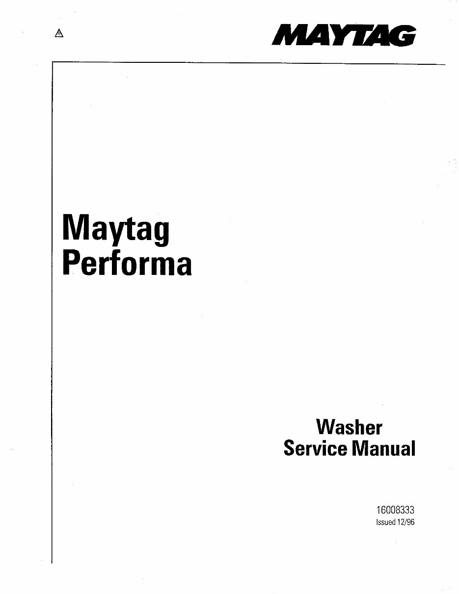 1990 Maytag Washer Service & Repair Manual preview img 1