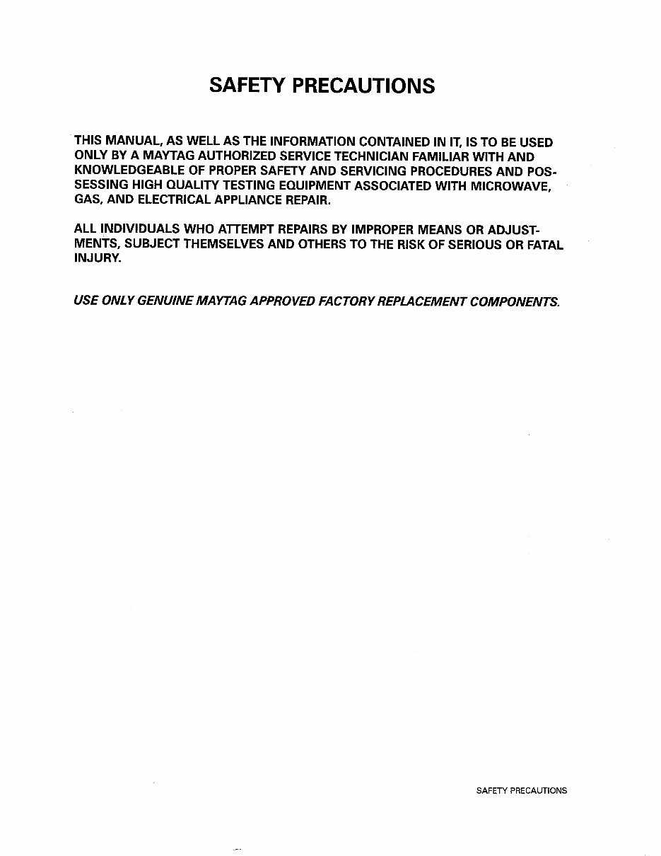 1990 Maytag Washer Service & Repair Manual preview img 2