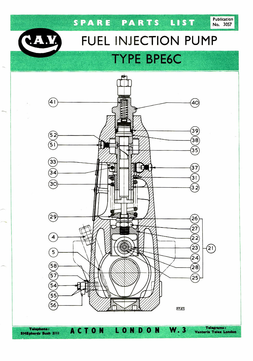 Cav Fuel injection Pump BPE6C Parts manual preview img 1