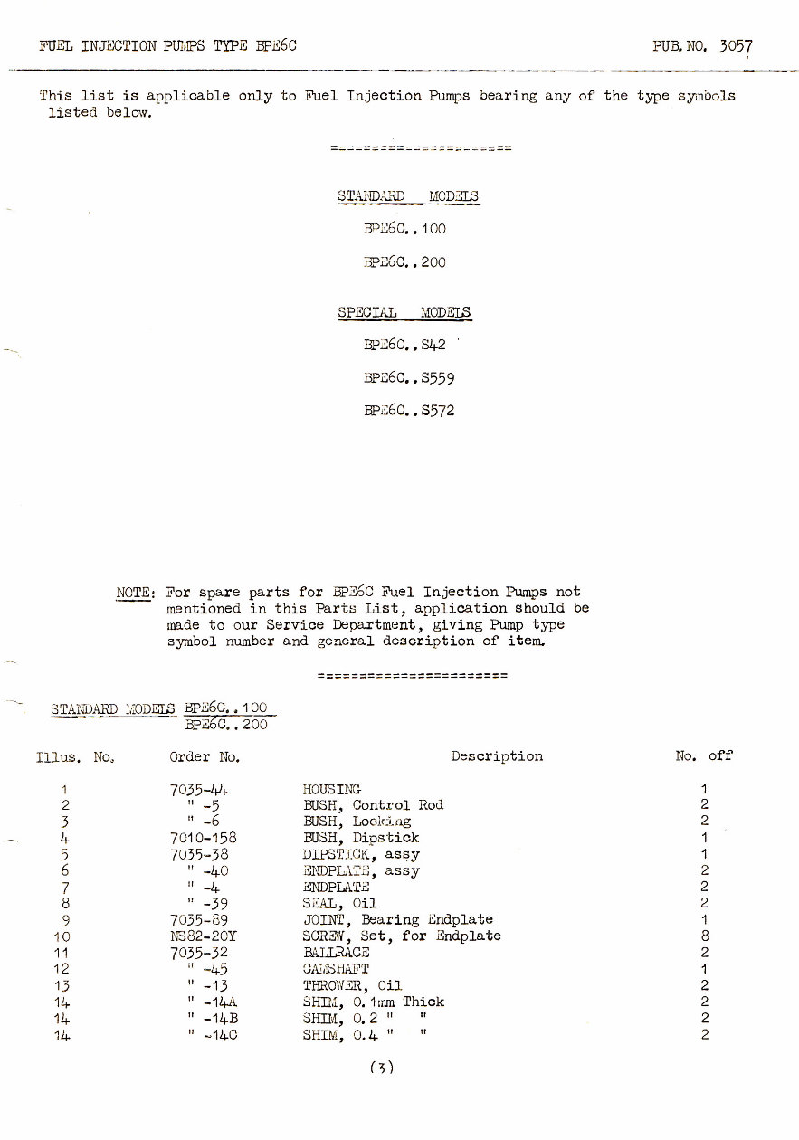 Cav Fuel injection Pump BPE6C Parts manual preview img 3