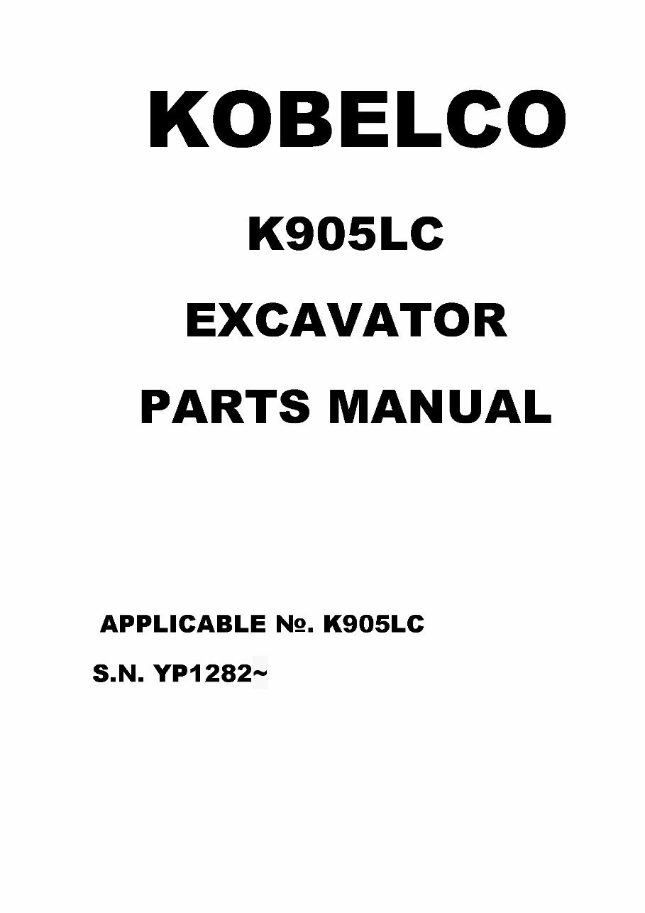KOBELCO K905LC MARK 2 Excavator Parts Catalog Manual preview img 1