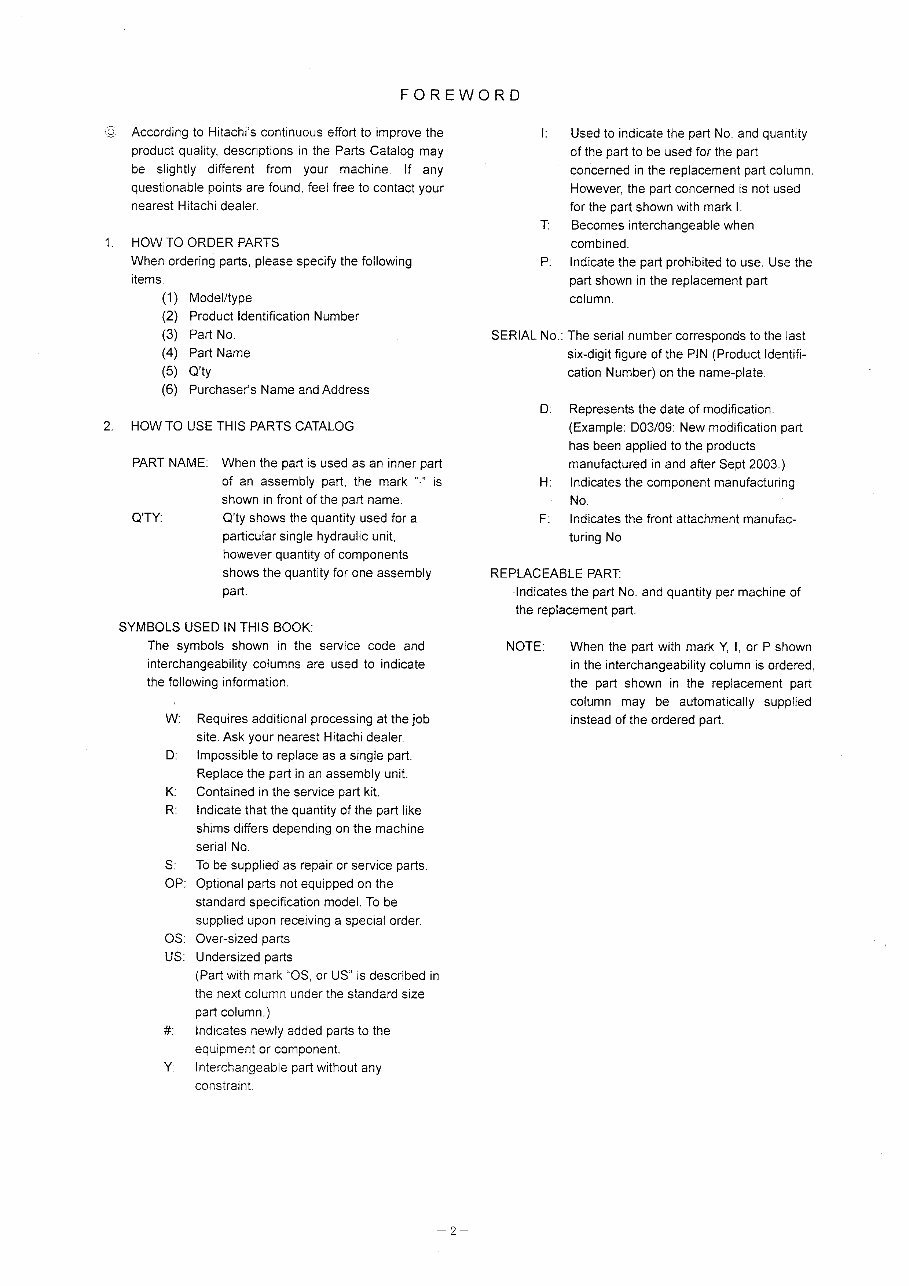 HITACHI ZAXIS ZX450-3 ZX450LC-3 ZX470H-3 ZX470LCH-3 ZX500LC-3 ZX520LCH-3 Excavator EQUIPMENT COMPONENTS Parts Catalog Manual preview img 6