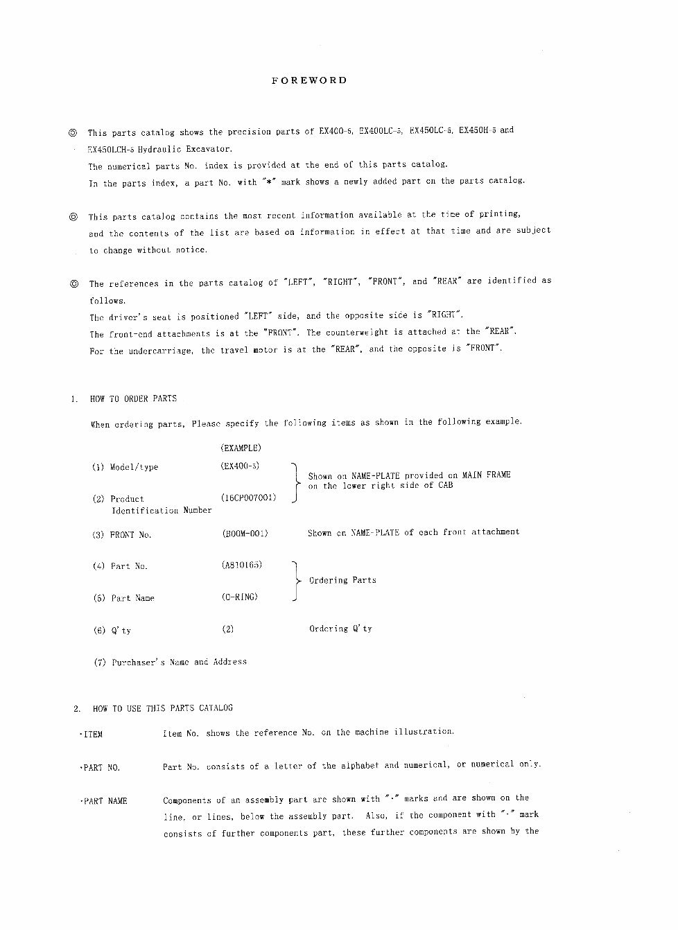HITACHI EX400-5 EX400LC-5 EX450LC-5 EX450H-5 EX450LCH-5 Excavator EQUIPMENT COMPONENTS Parts Catalog Manual preview img 7