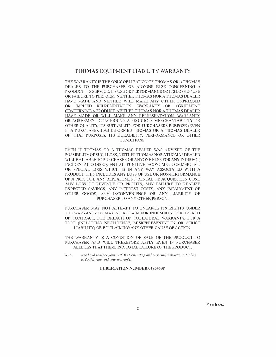 Thomas 25G 25GT Mini Skid Steer Loader Operator & Parts Manual preview img 2