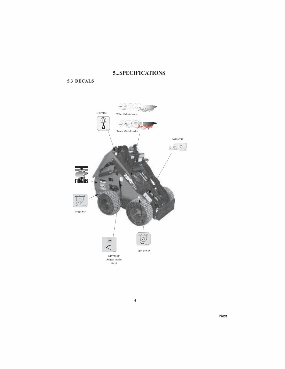 Thomas 25G 25GT Mini Skid Steer Loader Operator & Parts Manual preview img 4