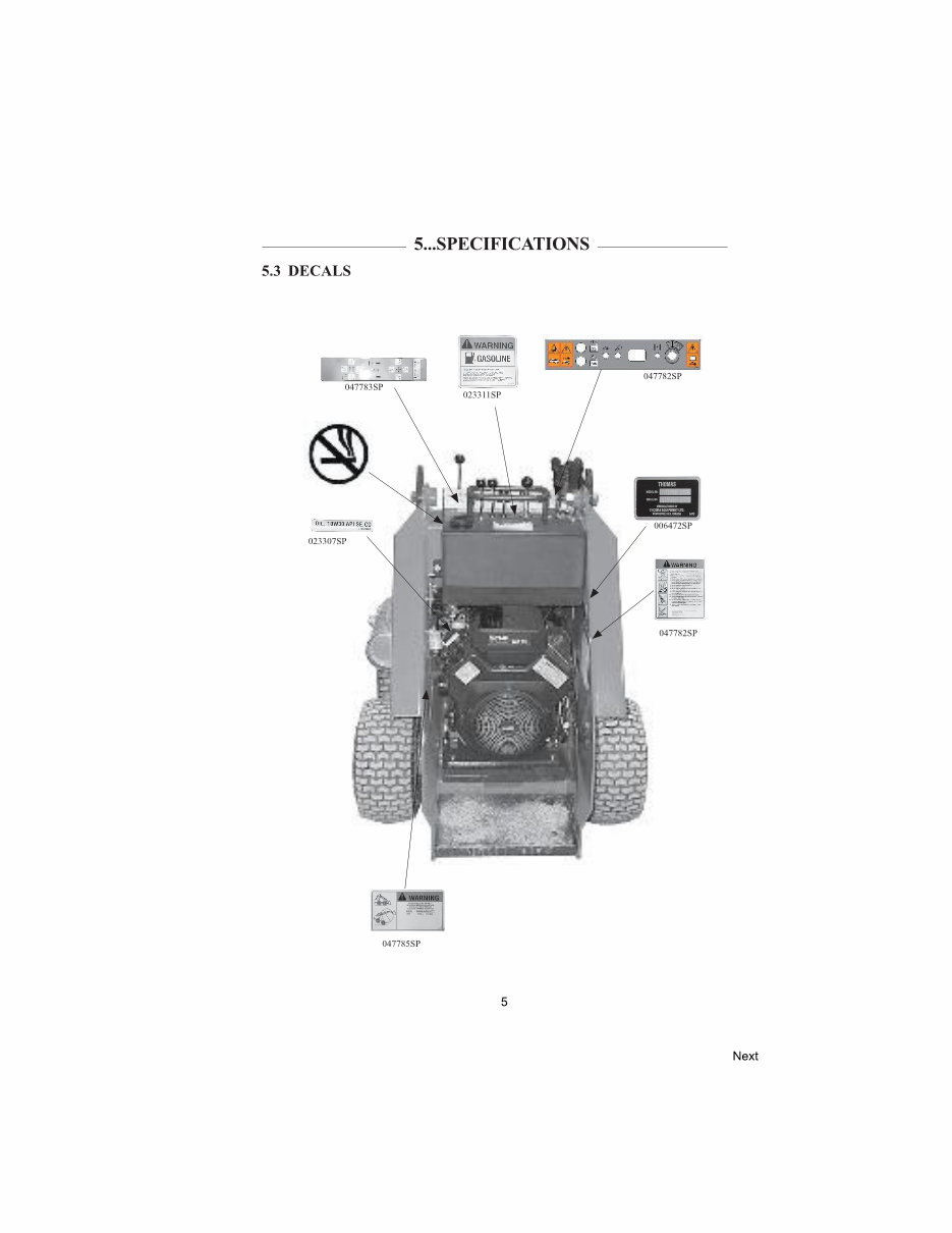 Thomas 25G 25GT Mini Skid Steer Loader Operator & Parts Manual preview img 5
