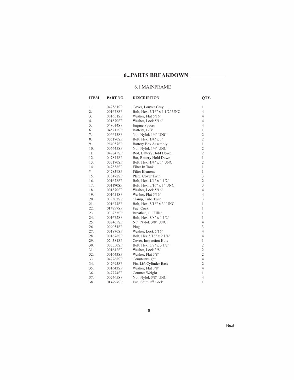 Thomas 25G 25GT Mini Skid Steer Loader Operator & Parts Manual preview img 8
