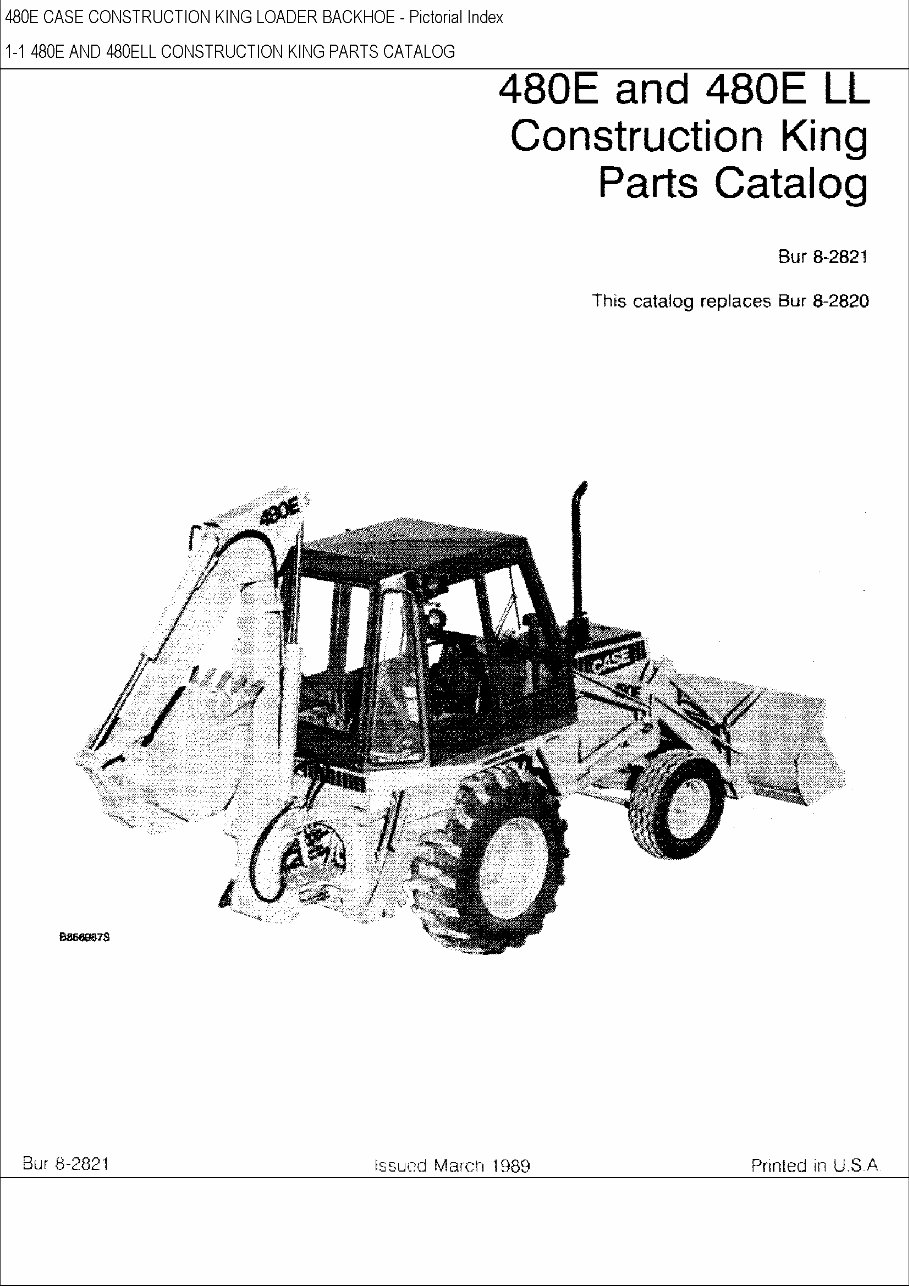 CASE 480E LL CONSTRUCTION KING BACKHOE Parts Catalog Manual preview img 1