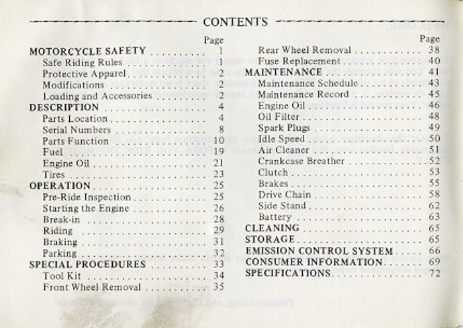 Honda CBX1000 Owners Manual preview img 5