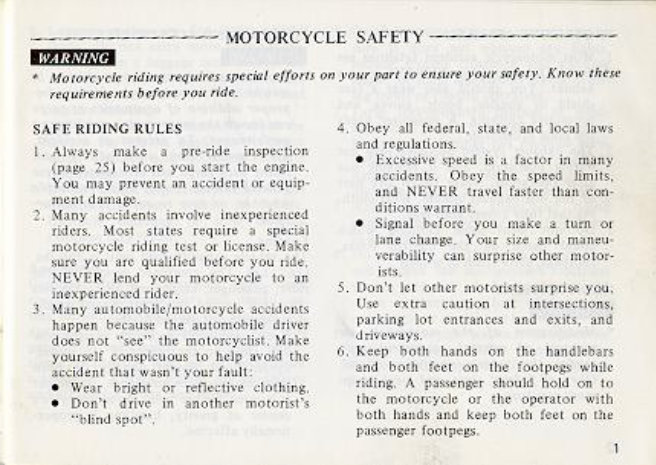 Honda CBX1000 Owners Manual preview img 6