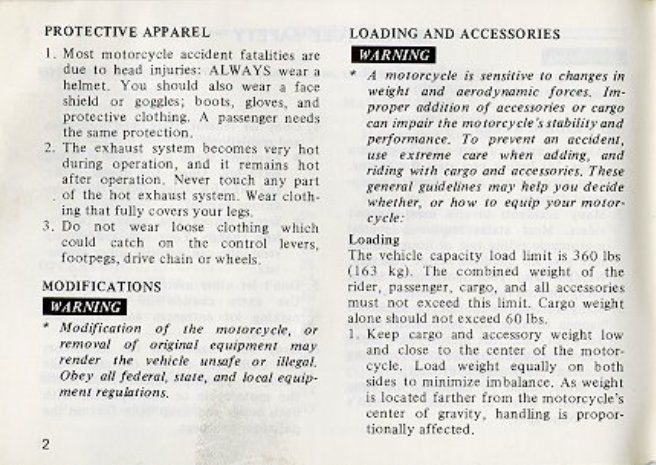 Honda CBX1000 Owners Manual preview img 7