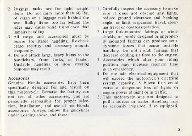 Honda CBX1000 Owners Manual preview img 8