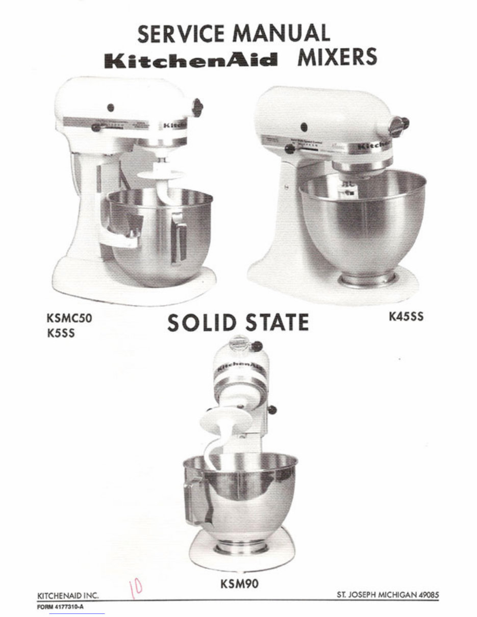 KitchenAid KSMC50 K5SS K45SS KSM90 Service Manual preview img 1