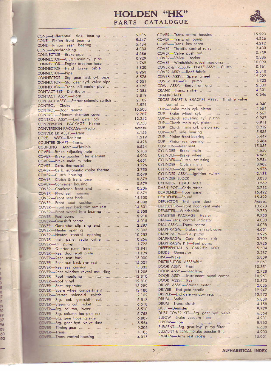 1971 Holden HK Monaro GTS Brougham Parts Catalog preview img 10