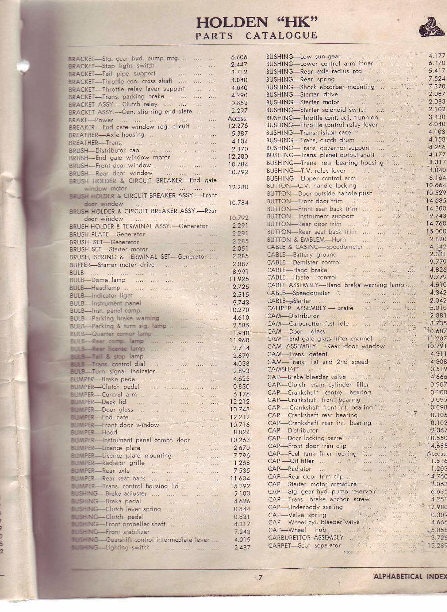 1971 Holden HK Monaro GTS Brougham Parts Catalog preview img 8