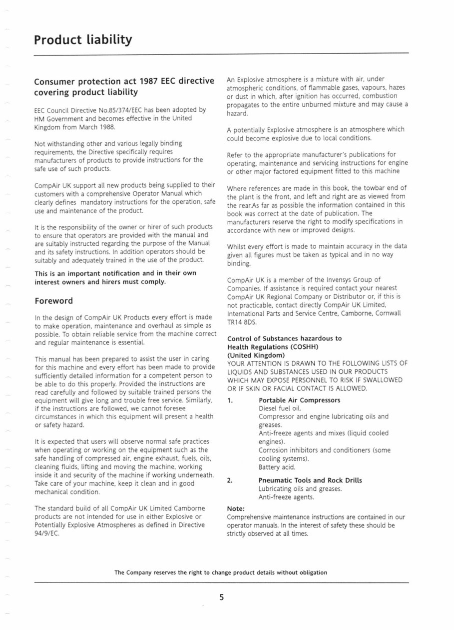 Compair C20 Operation and Service Manual preview img 5