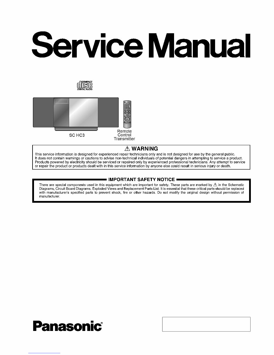 Panasonic SC-HC3 Service Manual & Repair Guide preview img 1