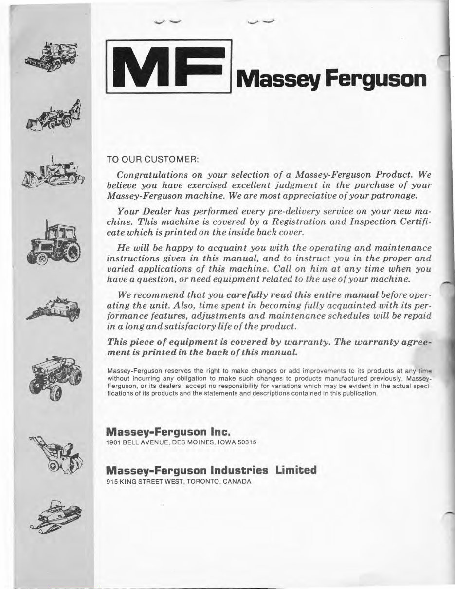 Massey Ferguson MF135 Tractor Operator's Manual preview img 2