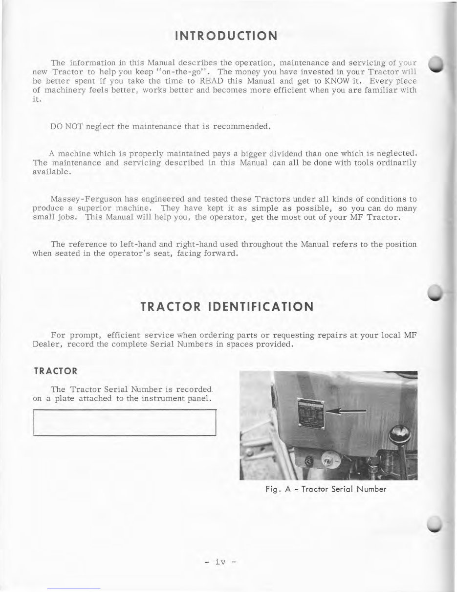 Massey Ferguson MF135 Tractor Operator's Manual preview img 6