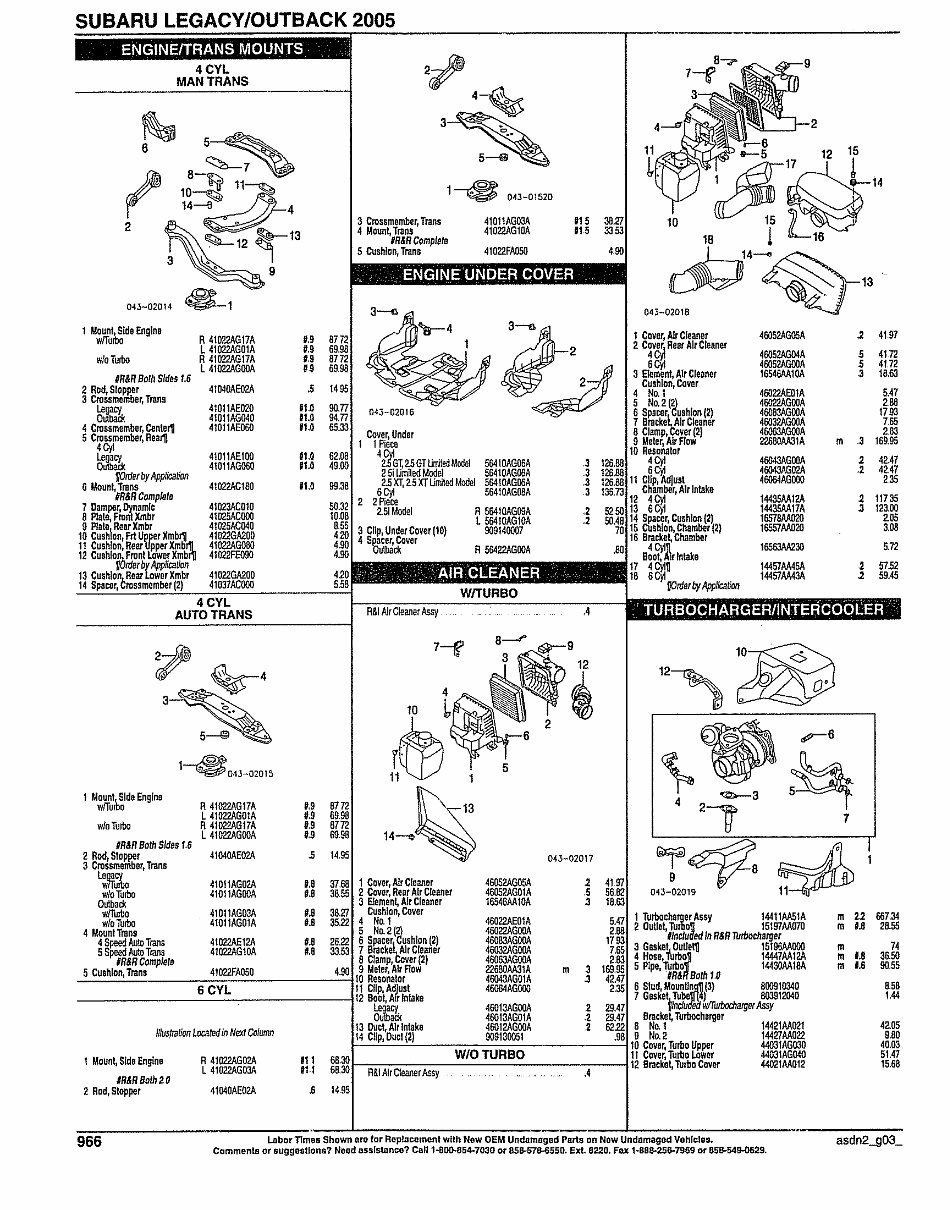 SUBARU LEGACY OUTBACK Replacement Parts Manual 2005 preview img 10