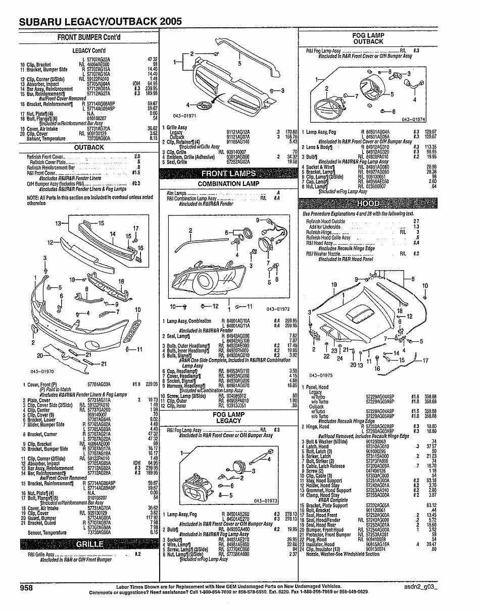 SUBARU LEGACY OUTBACK Replacement Parts Manual 2005 preview img 2