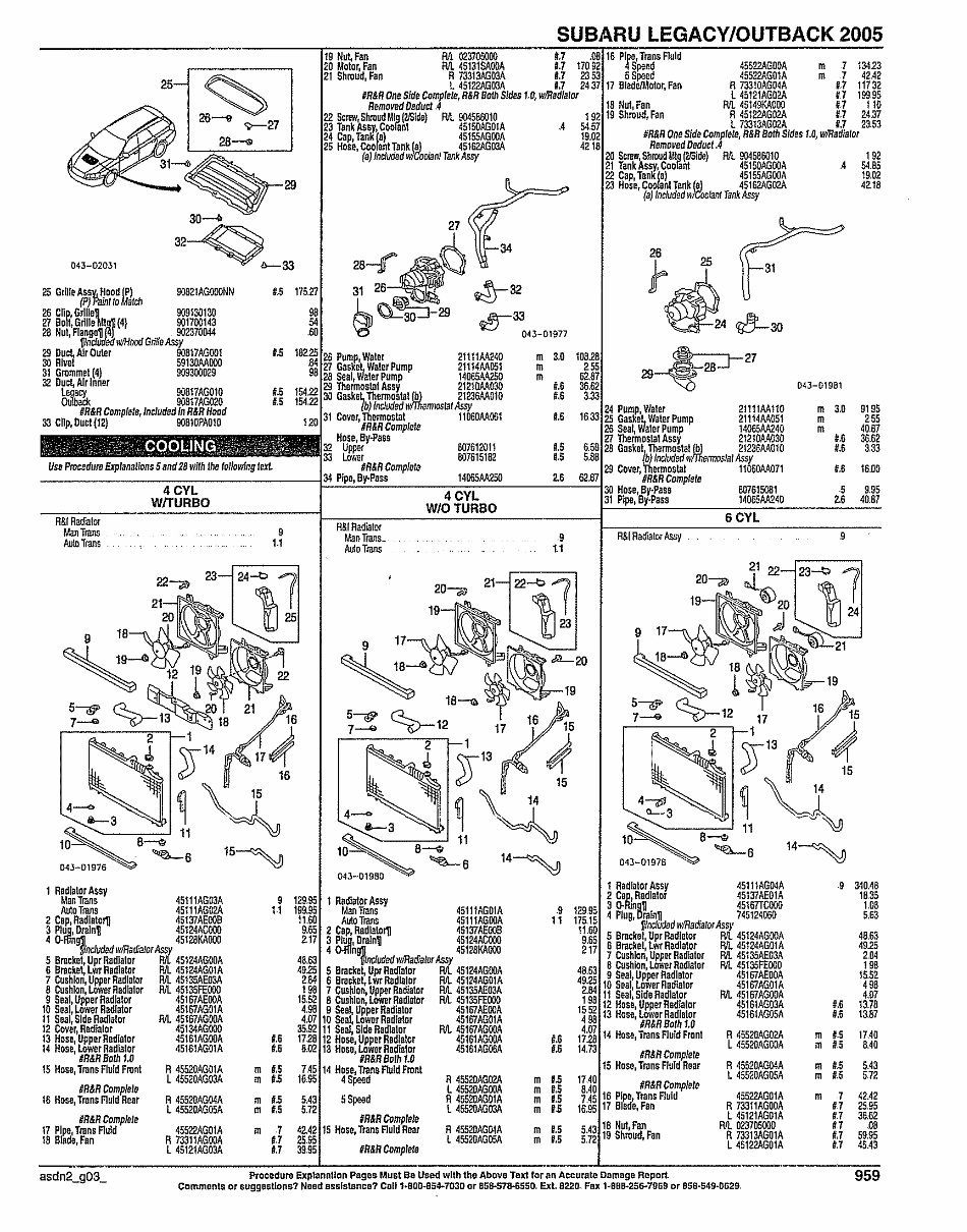 SUBARU LEGACY OUTBACK Replacement Parts Manual 2005 preview img 3
