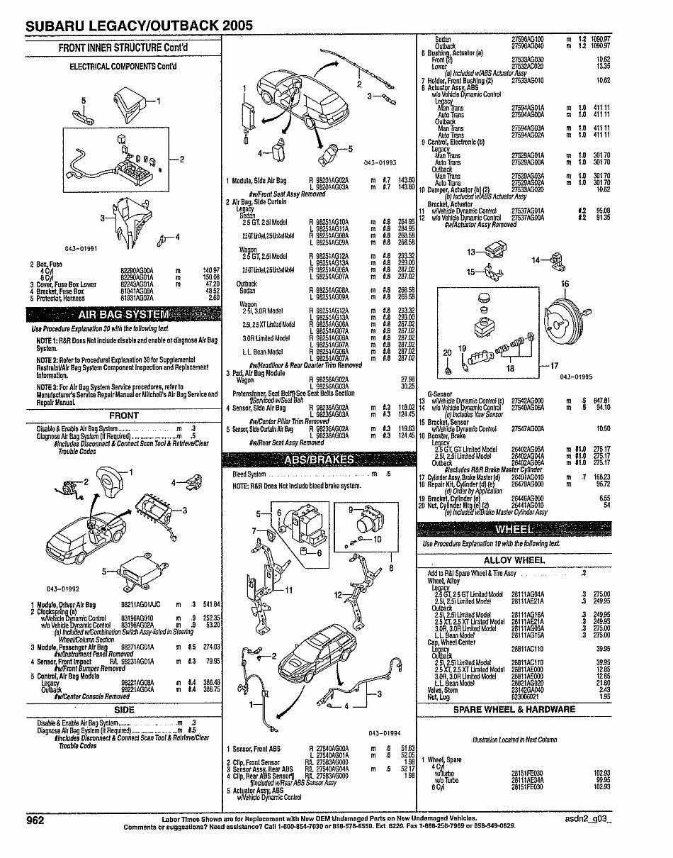 SUBARU LEGACY OUTBACK Replacement Parts Manual 2005 preview img 6