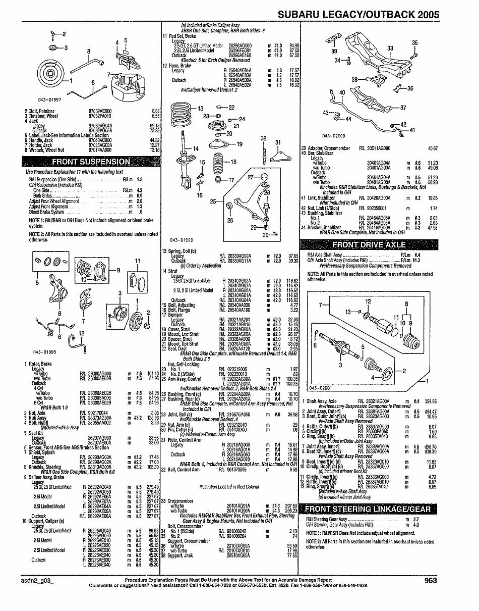 SUBARU LEGACY OUTBACK Replacement Parts Manual 2005 preview img 7