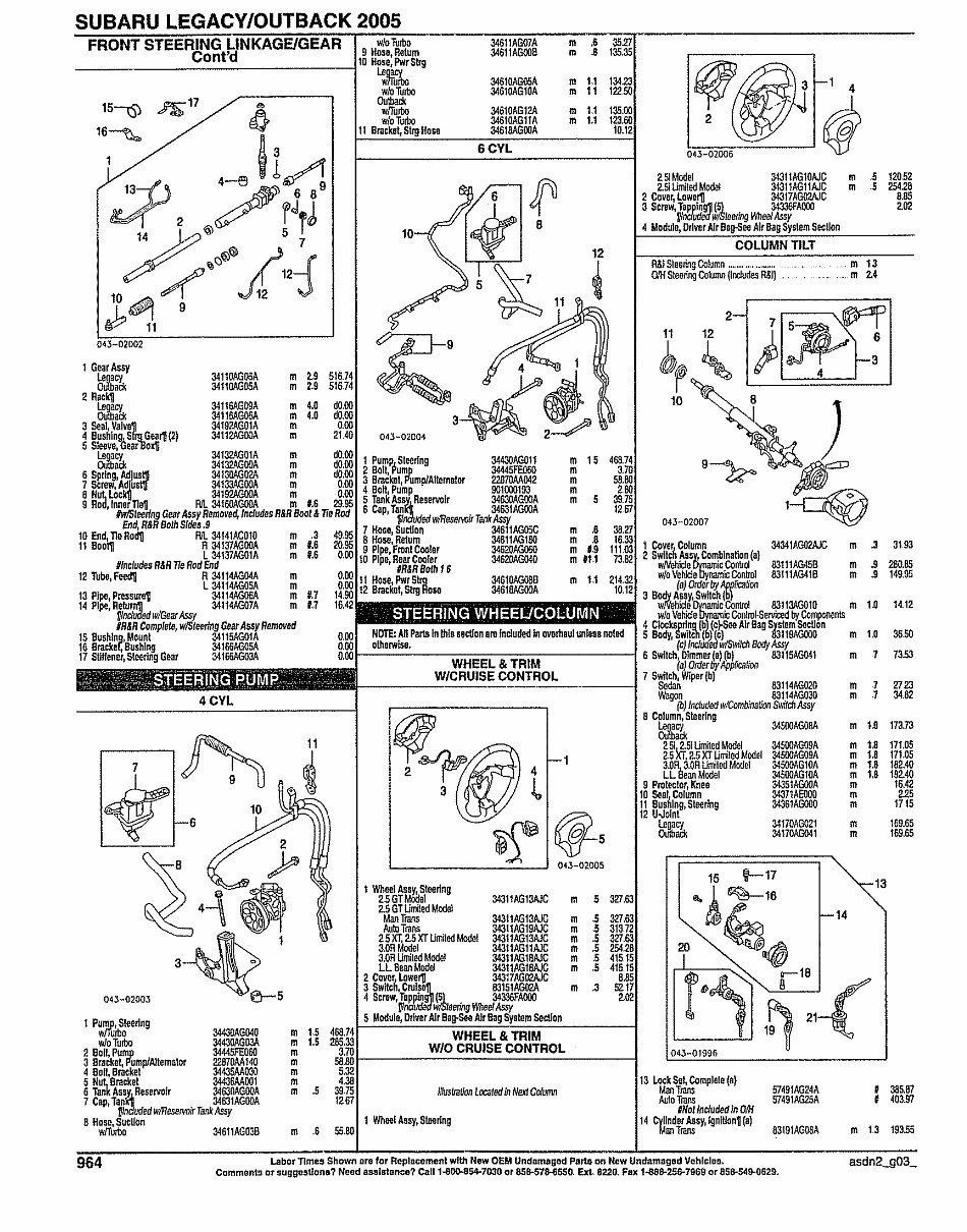 SUBARU LEGACY OUTBACK Replacement Parts Manual 2005 preview img 8