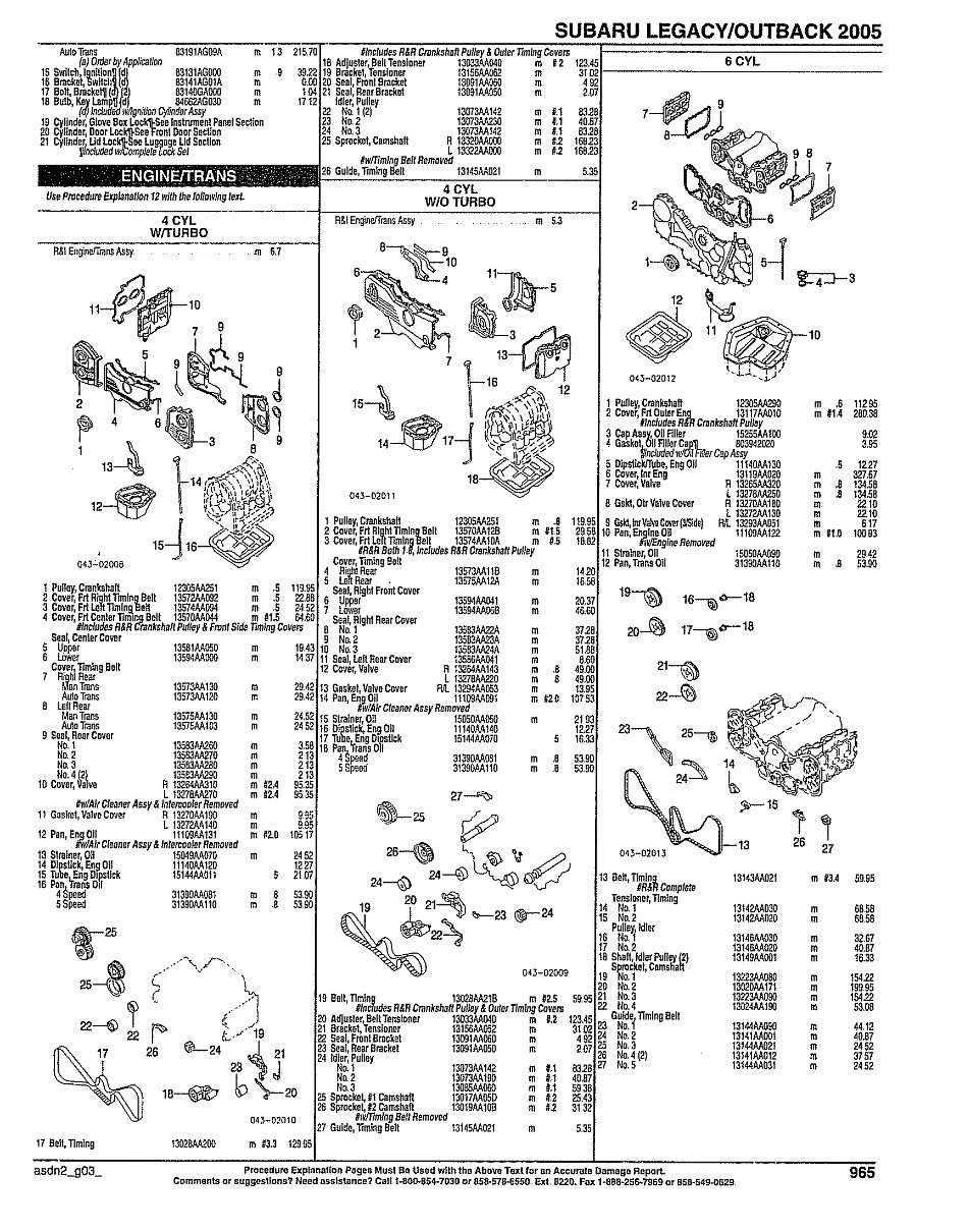 SUBARU LEGACY OUTBACK Replacement Parts Manual 2005 preview img 9