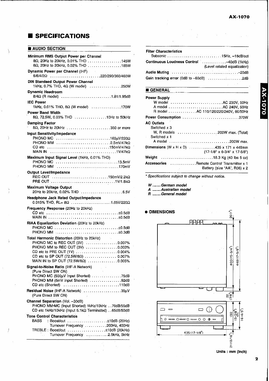 YAMAHA AX-1070 Service Manual preview img 3