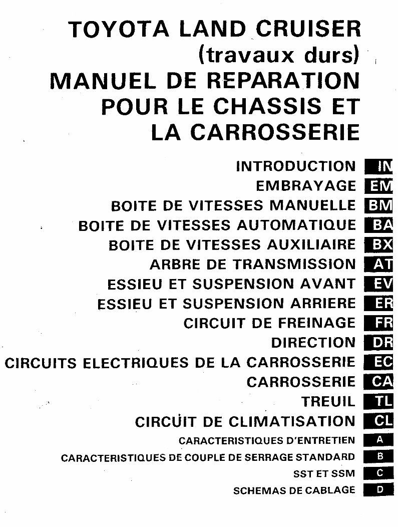 1984-1992 Toyota Land Cruiser 60, 70 Series Service & Repair Manual (in French) preview img 1