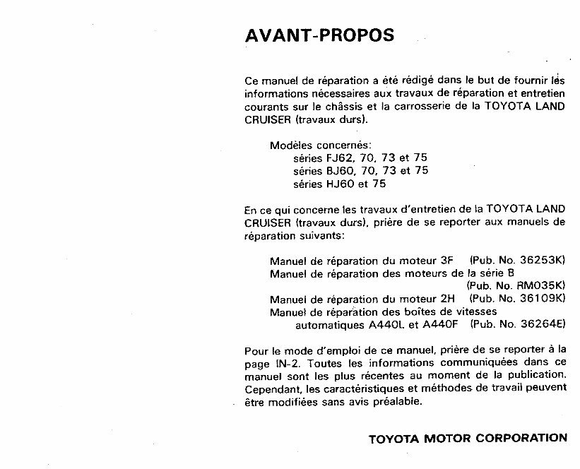 1984-1992 Toyota Land Cruiser 60, 70 Series Service & Repair Manual (in French) preview img 2