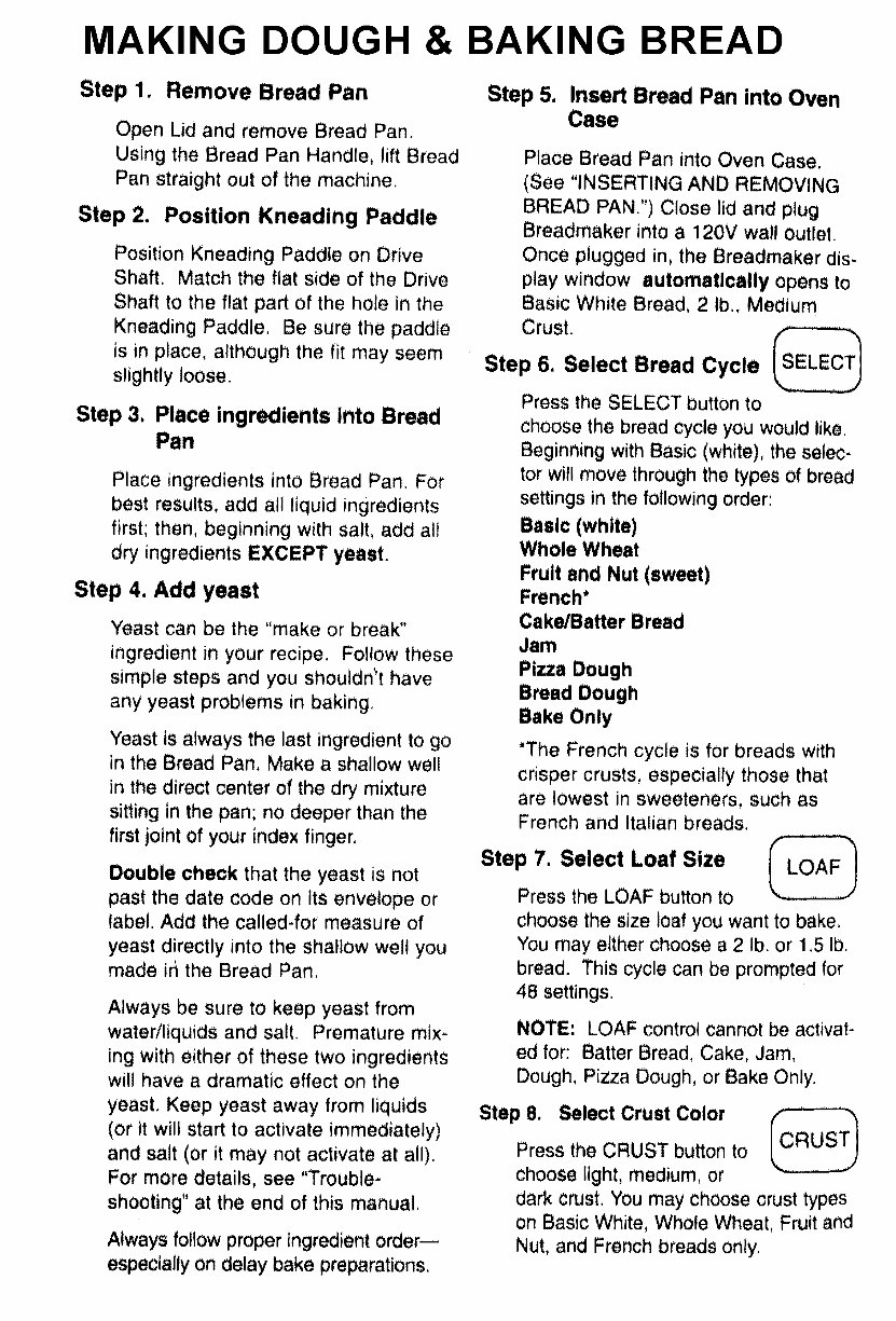 Kenmore Breadmaker Parts Model KTR2300 Instruction Manual Recipes preview img 10