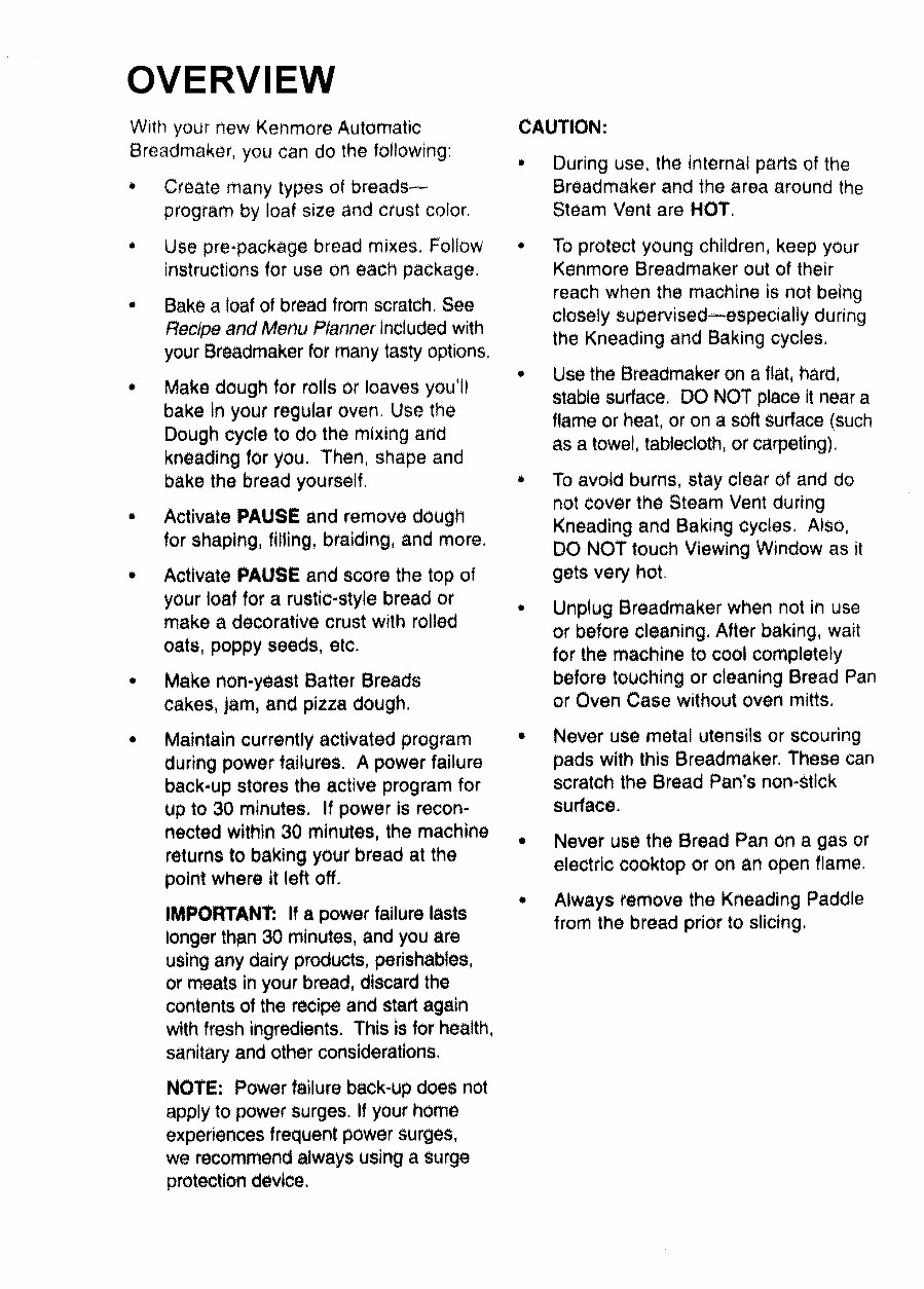 Kenmore Breadmaker Parts Model KTR2300 Instruction Manual Recipes preview img 8