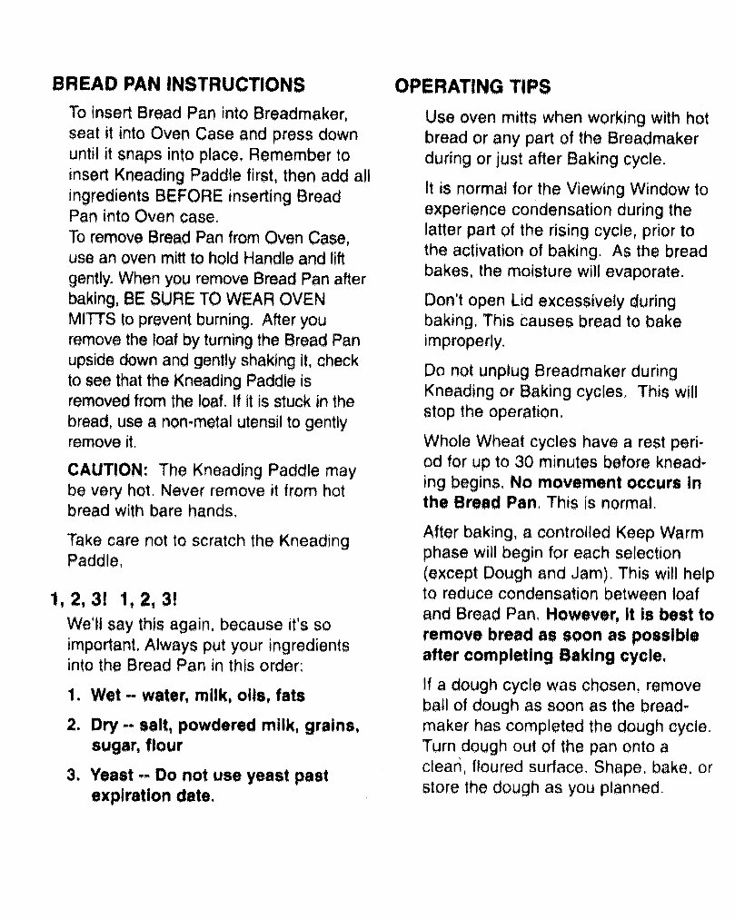 Kenmore Breadmaker Parts Model KTR2300 Instruction Manual Recipes preview img 9
