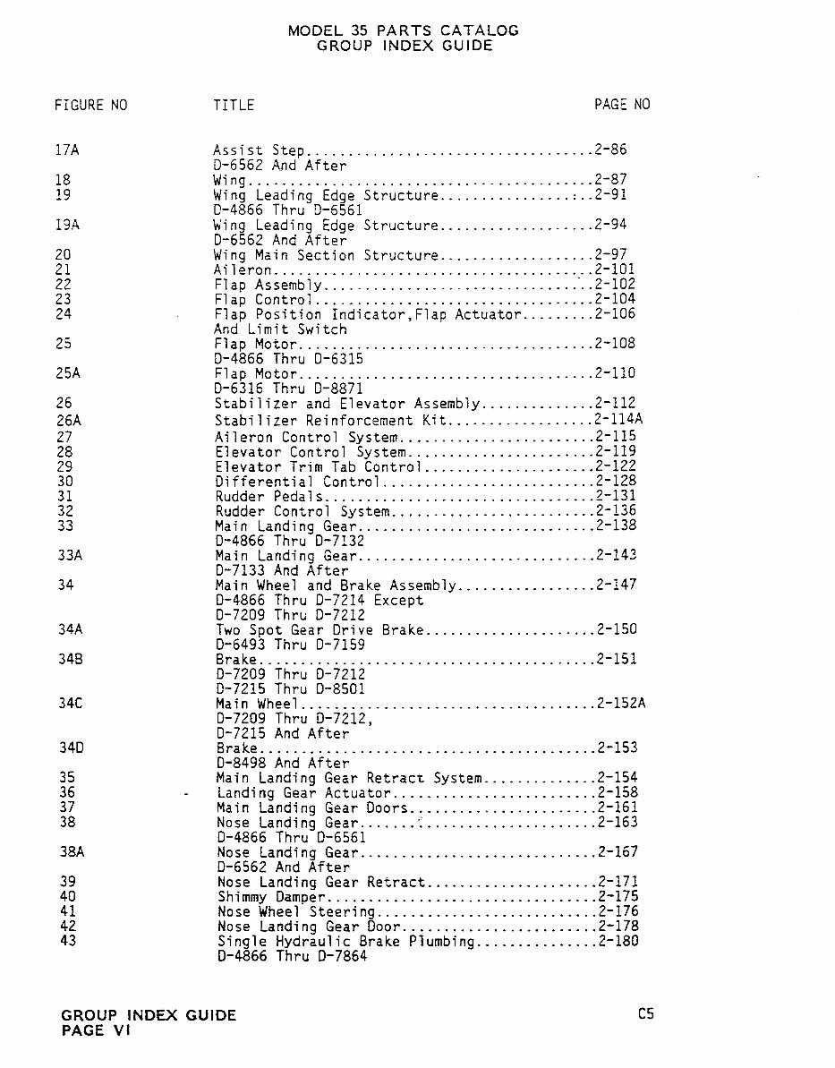 Beechcraft Bonanza 35 Series Aircrafts (H35/J35/K35/M35/N35/P35/S35/V35/V35TC/V35A/V35A-TC) Parts Catalog preview img 7