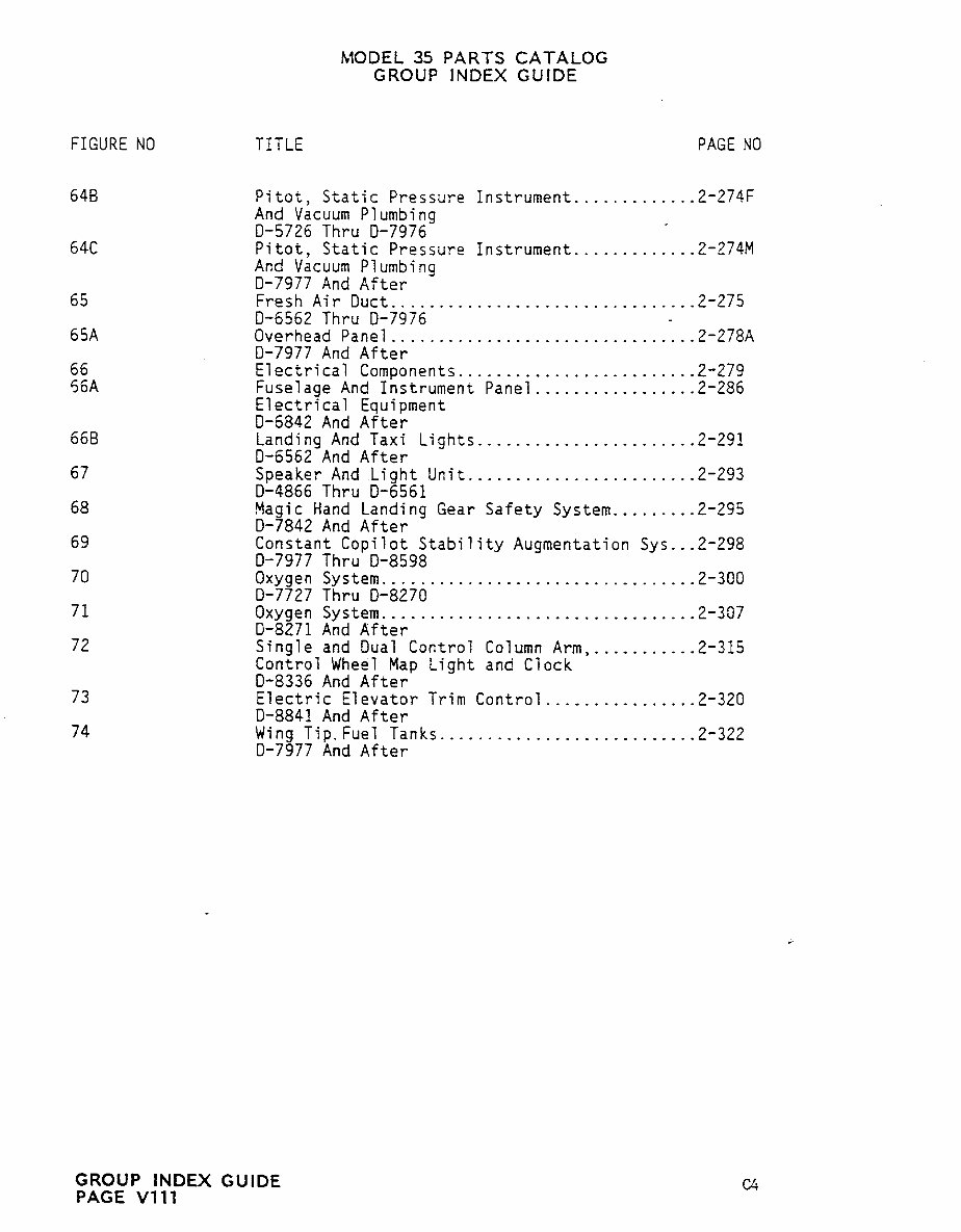 Beechcraft Bonanza 35 Series Aircrafts (H35/J35/K35/M35/N35/P35/S35/V35/V35TC/V35A/V35A-TC) Parts Catalog preview img 9