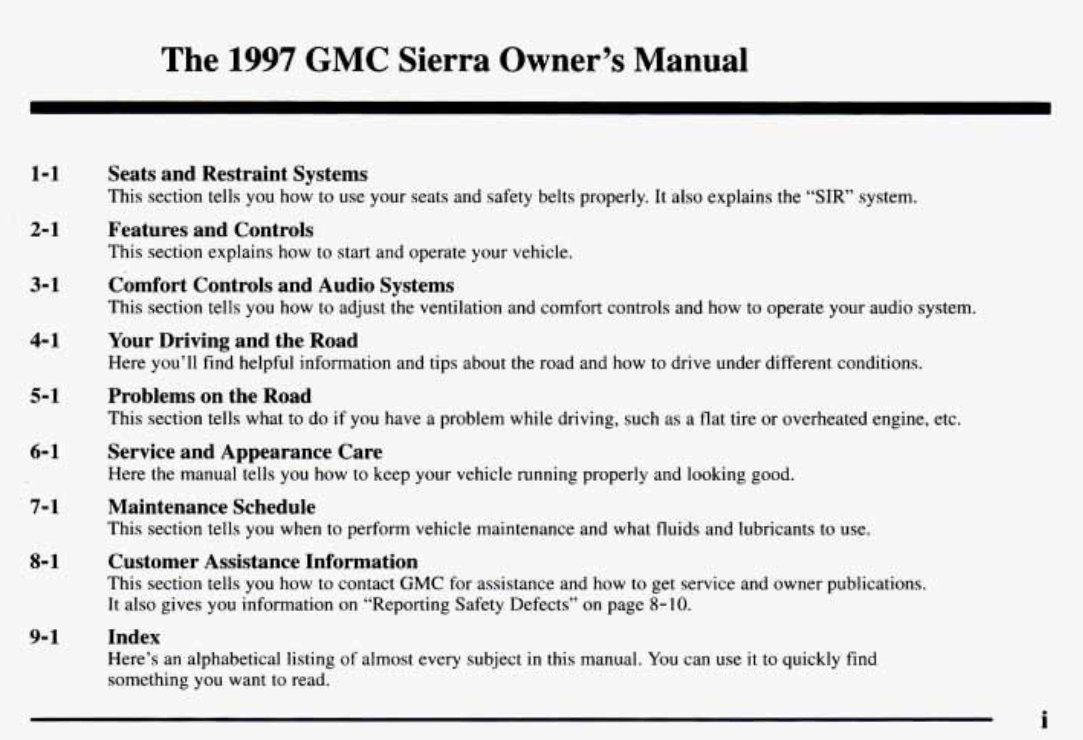 1997 GMC Sierra Owners Manual preview img 3
