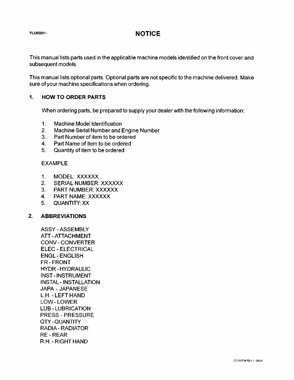 Kobelco ED180 Blade Runner Dynamic Acera Hydraulic Dozer Exavator Illustrated Parts List Manual - After Serial Number YLU0001; W preview img 7