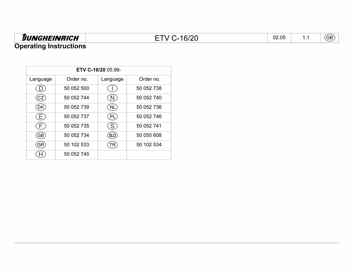 Jungheinrich Electric Reach Truck ETVC-16, ETVC-20 (05.1999-05.2008) Workshop Service Manual preview img 2