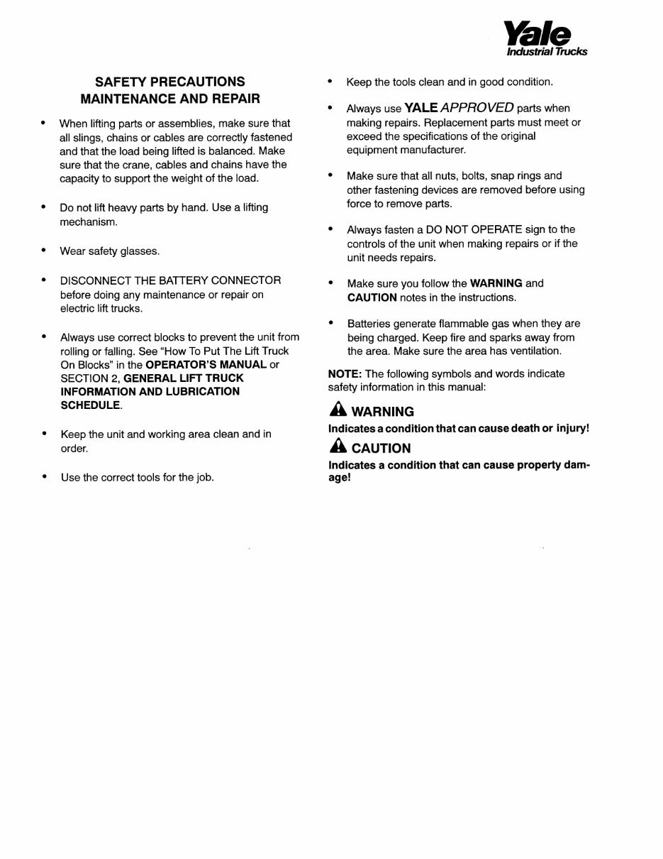 Yale GP 030 BF Gas Forklift Factory Service & Work Shop Manual preview img 4