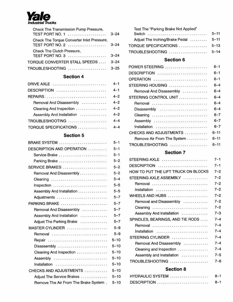 Yale GP 030 BF Gas Forklift Factory Service & Work Shop Manual preview img 7