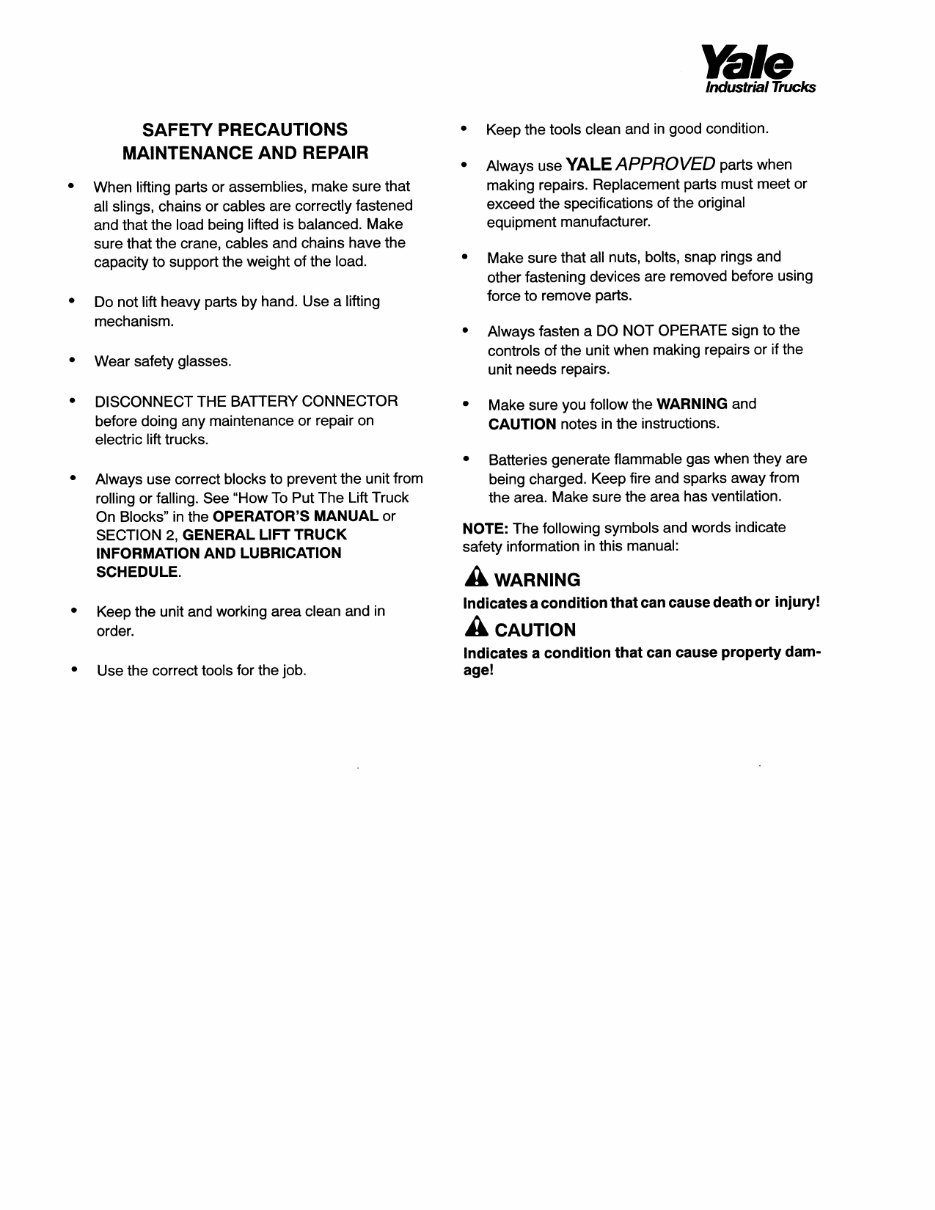 Yale GLC 040 AF Gas Forklift Factory Service & Work Shop Manual preview img 4