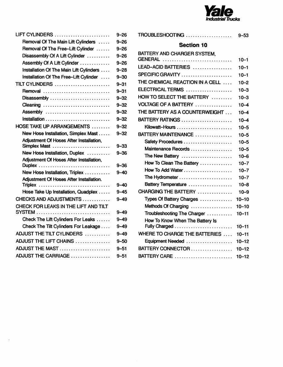 Yale ERC 040 RF Electric Forklift Factory Service & Work Shop Manual preview img 10