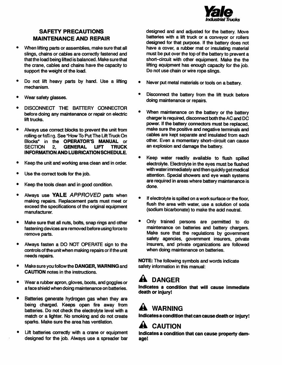 Yale ERC 040 RF Electric Forklift Factory Service & Work Shop Manual preview img 4
