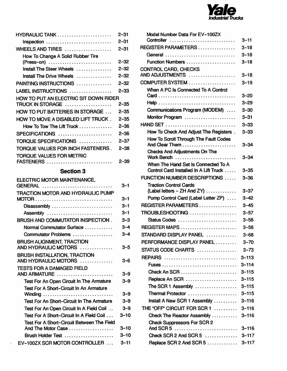 Yale ERC 040 RF Electric Forklift Factory Service & Work Shop Manual preview img 6